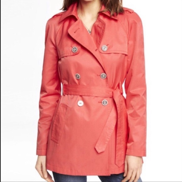 Express Belted Coral Trench Coat XS - Picture 1 of 11